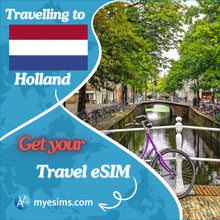 Load image into Gallery viewer, Netherlands Holland Travel Data eSIM for Easy Connectivity 4G/5G
